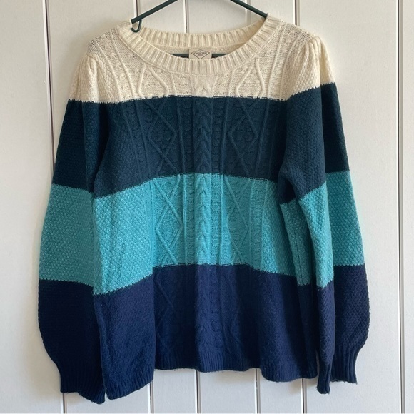 St. John's Bay Sweaters - $15 SALE Knit Striped Sweater Blue Cream Winter Cozy Comfy St. John’s Bay